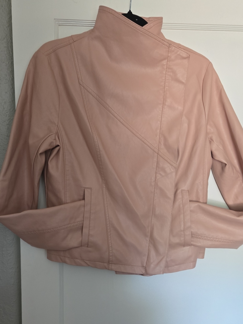a new day Blush Pink Faux Leather Moto Jacket